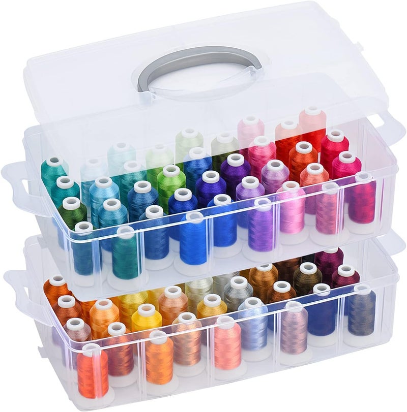 simthread 80 Colors Embroidery Thread 500M (550Y) with Clear Plastic Storage Box Polyester Embroidery Machine Thread Compatible with Janome and Robison-Anton Colors - Image 1